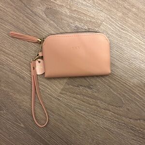 Blush Pink Leather Wristlet
